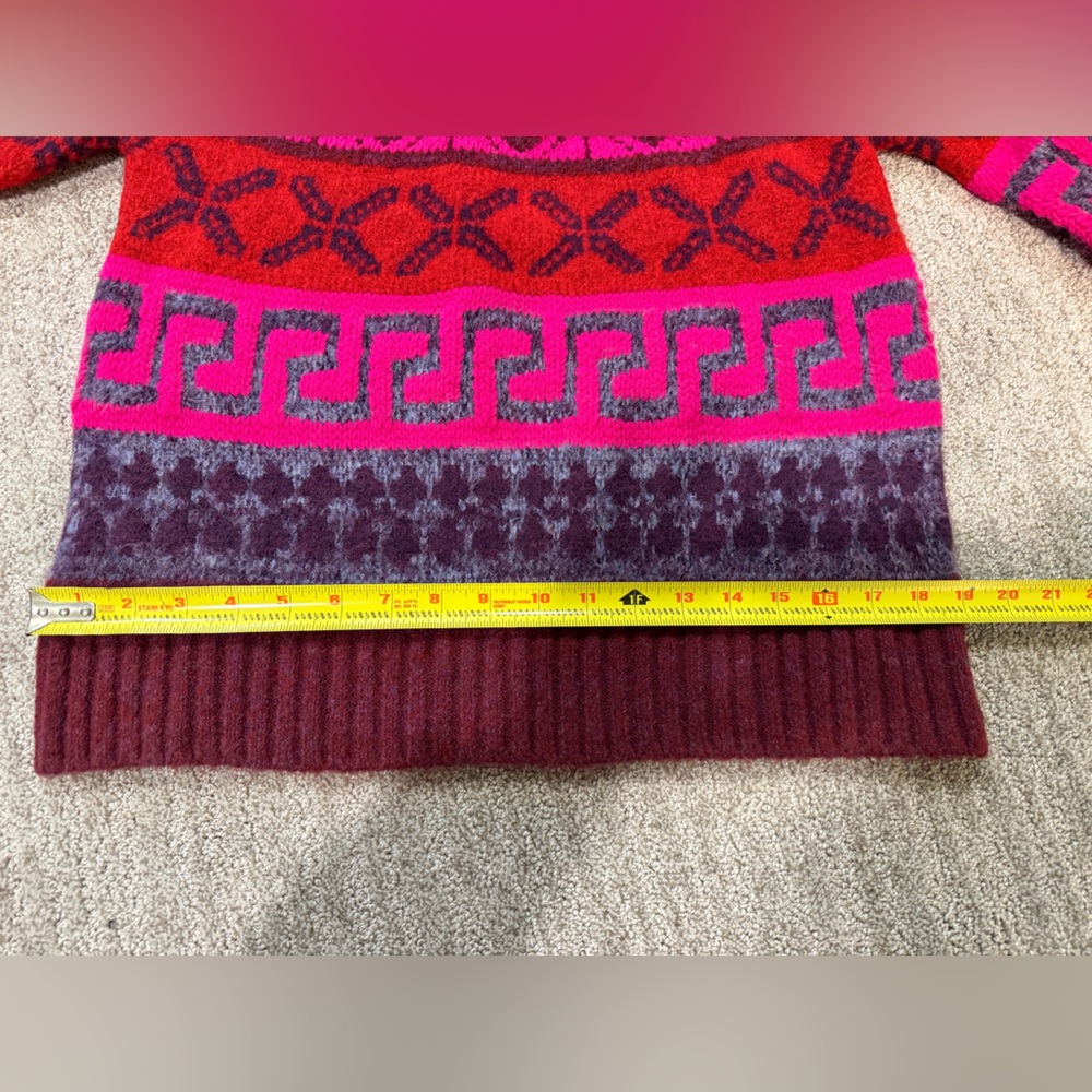 SAYLOR Mock Neck Fair Isle Colorblock Sweater Bold Pink Purple Knit - Picture 7 of 7
